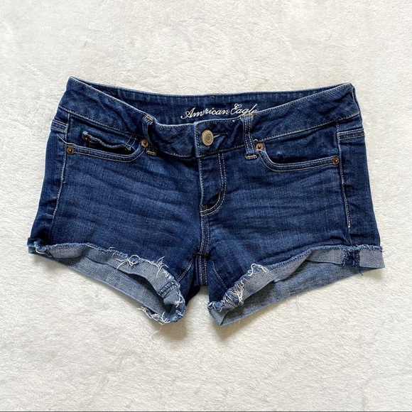 American Eagle Outfitters Pants - American Eagle stretch blue denim short shorts size 4